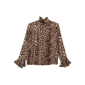 ALBERTO BIANI Women's Leopard Print Turtleneck Shirt Women BROWN Shirts